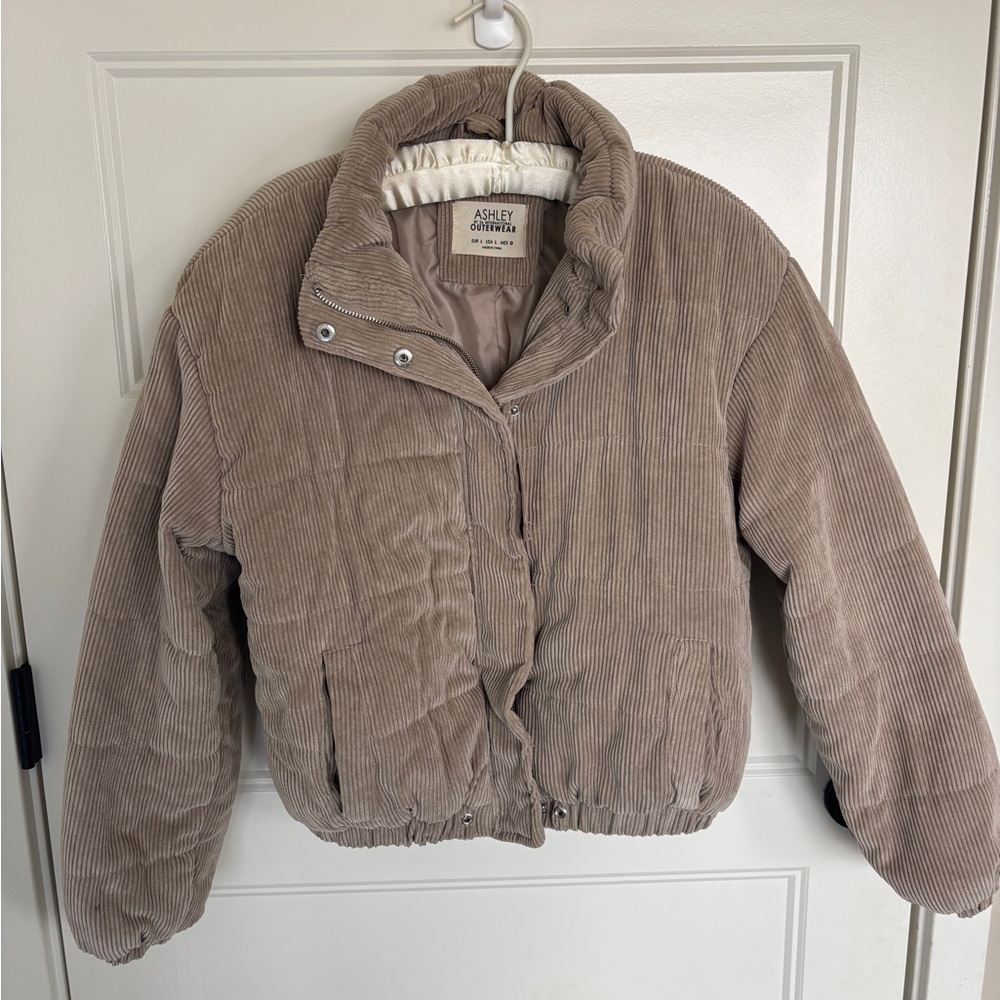 Ashley By 26 International Cream and Tan Corduroy Jacket